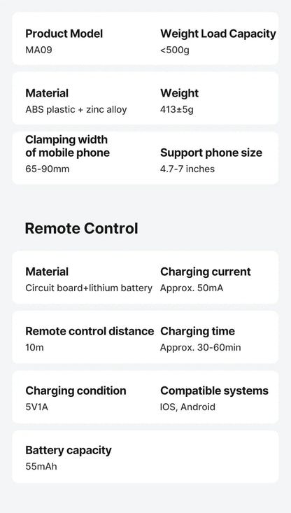 Ulanzi MA09 1.8m Selfie Stick Tripod – Remote Control Tripod for iPhone 16-13 Pro Max & Android with Panoramic Ball Head Holder