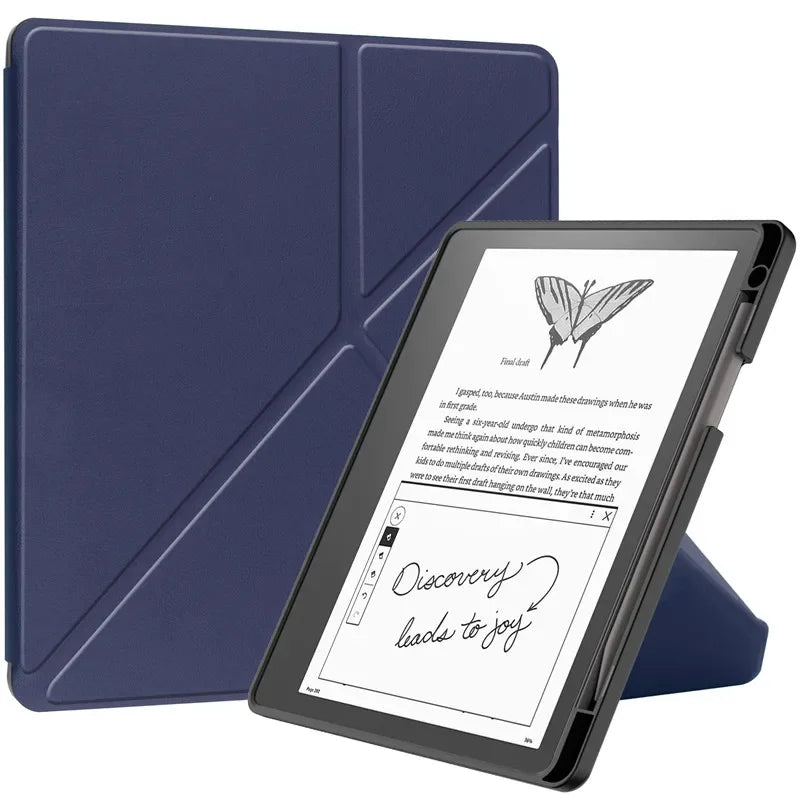 Kindle Scribe 2024 10.2″ Case — PU Leather Multi-Folding Stand with Smart Auto Wake/Sleep and Pencil Holder Ebook Cover