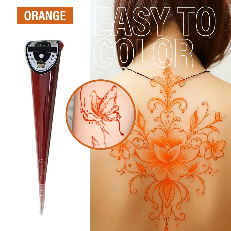 Henna Temporary Tattoo Cone – Non-Toxic Waterproof Body Art Paste for Skin Decoration, Festival & Creative Body Painting