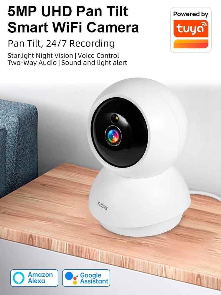 FUERS 5MP HD WiFi Indoor Security Camera – Baby & Pet Monitor with Motion Detection, Tuya Smart Home & Alexa Compatibility