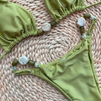 2025 Women’s Sexy Solid Color Bikini – Split Design Swimsuit