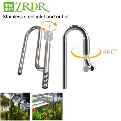 ZRDR Aquarium Filter Accessories – Stainless Steel External Inlet/Outlet Tube & Oil Film Remover for Fish Tanks