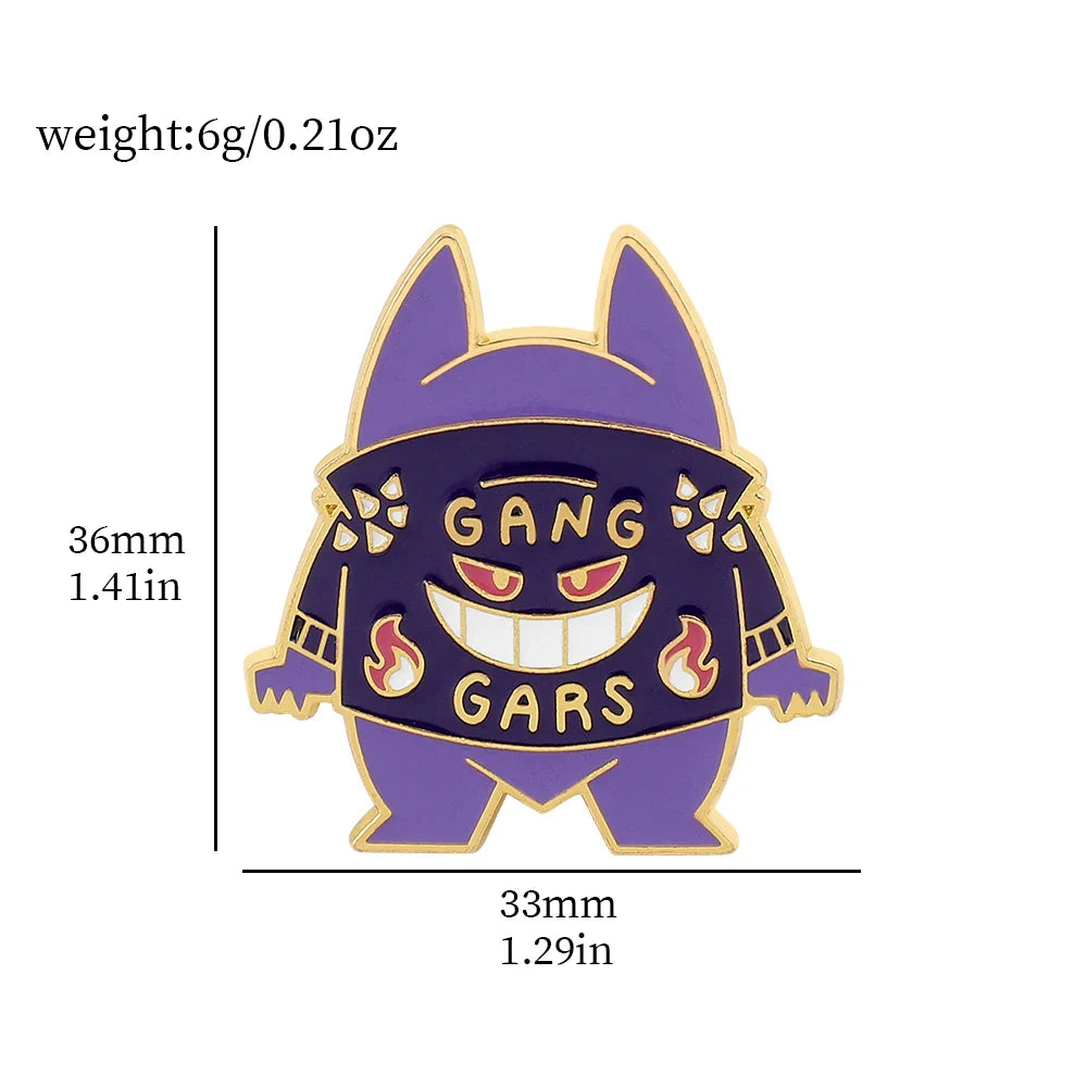 Gengar Cartoon Enamel Brooch — Anime Lapel Pin for Backpack Accessories, Fan Collection & Jewelry Gift
