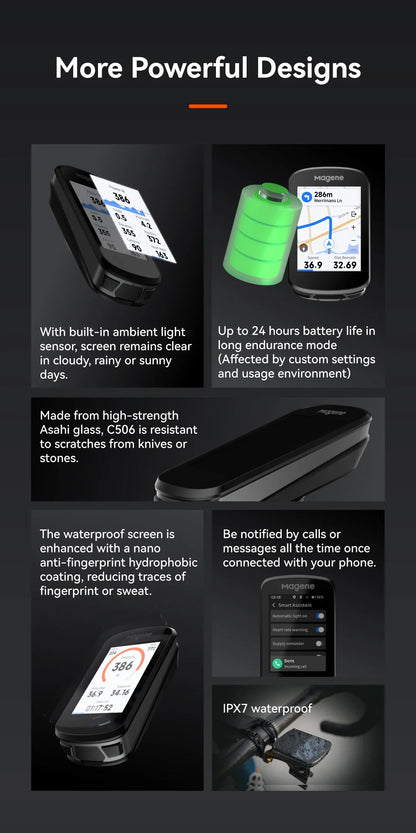 Magene C506 SE GPS Bike Computer - Navigation, WiFi, Bluetooth, Cycle Speedometer, Digital Stopwatch, 2.4 Odometer, Indoor Cycling
