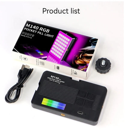 Mini Rechargeable M140 RGB Camera Fill Light - Portable LED Selfie & Live Broadcast Light for Mobile Photography
