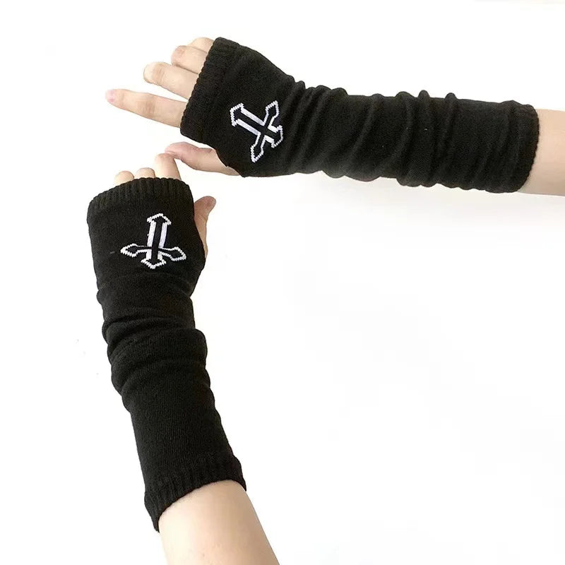 Outdoor Punk Fingerless Gloves – Long Cuff Elbow Arm Warmers, Stretch Hip-Hop Winter Mittens for Men & Women Stylish Streetwear Gloves