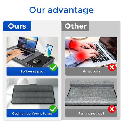 Lap Desk with Mouse Pad & Phone Holder – 21.1×12in Portable, Lightweight, Anti-Slip for Bed, Sofa, Couch