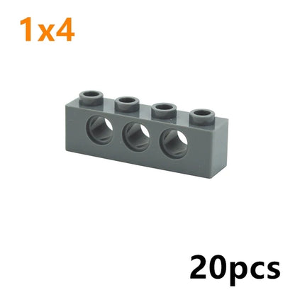 Technical Building Block Long Beam with Holes – Thick MOC Studded Bricks Compatible with 3703, 32018, 3895, 2730, 3894, 3701, 3700