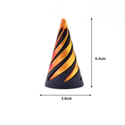 3D Printed Spiral Cone Toy - Impossible Pyramid Pass-Through Sculpture, Mini Vortex Thread Illusion