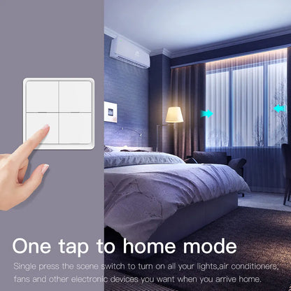 MOES 4-Gang Tuya ZigBee Wireless Scene Switch – Battery-Powered Smart Controller for Tuya Automation