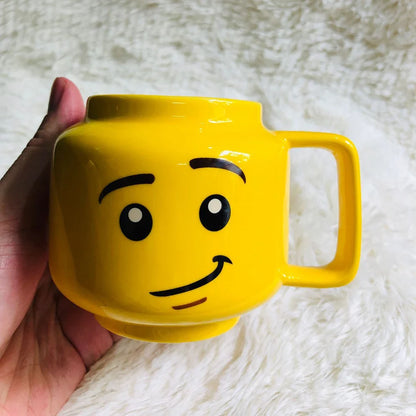 Cartoon Ceramic Mug 250ML - Cute Impish Expression Figure Head Pattern, Coffee Milk Tea Drinkware for Couples, Friends, and Family