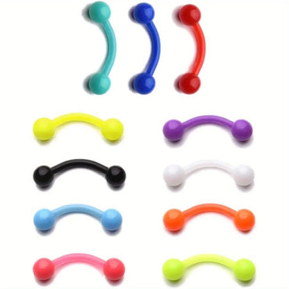 8mm Colorful Plastic Piercing Studs - Soft Lip, Nose & Cartilage Body Jewelry
