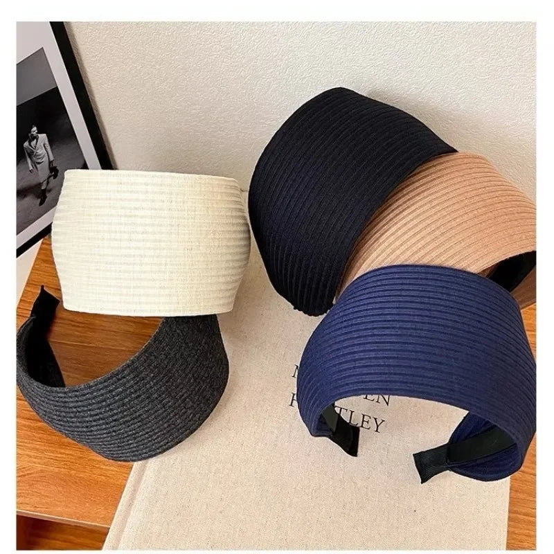 New Soft Wide Knitting Cotton Hairbands for Women & Girls – Korean Solid Turban with Teeth, Head Band Headwear Accessories