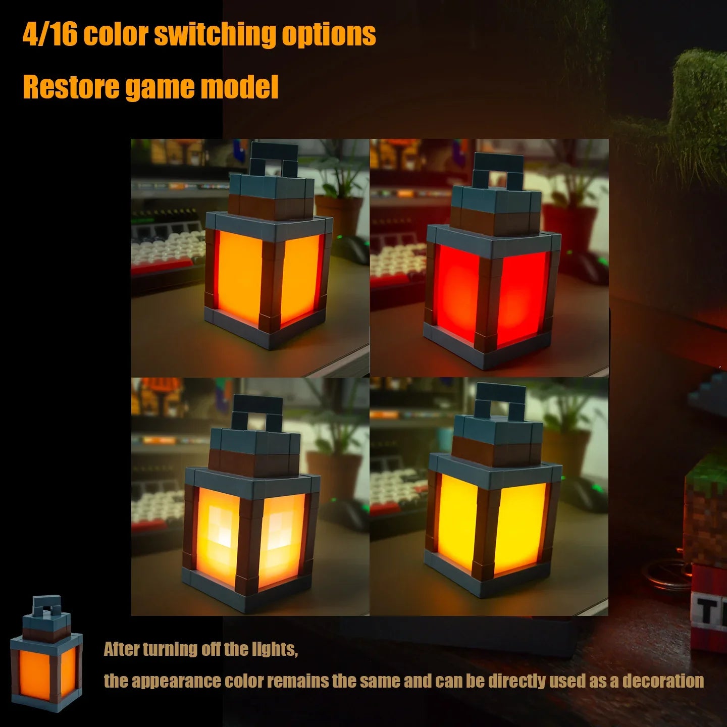 Mine WORLD Luminous Lantern Figurine – Rechargeable Game Torch Night Light for Kids’ Room & Christmas Decor