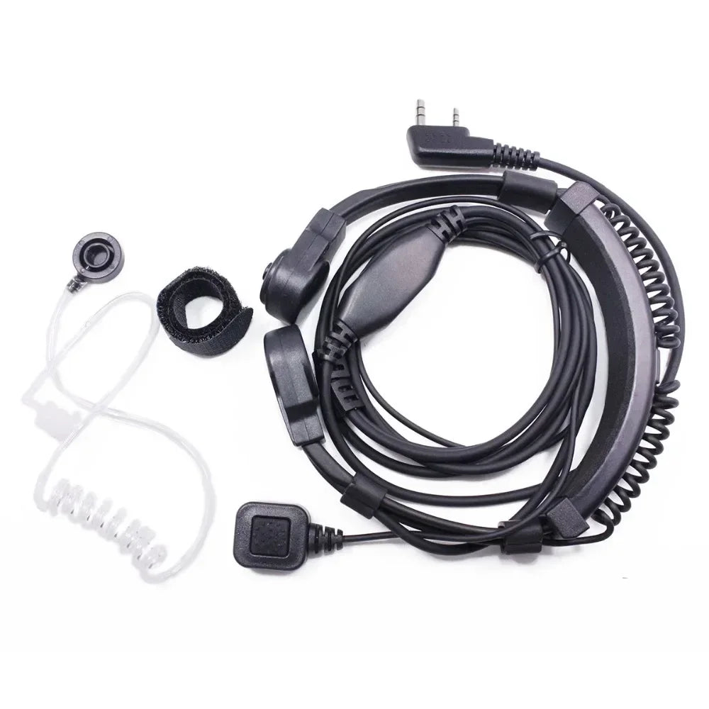 Extendable Adjustable Acoustic Throat Microphone PTT Headset for Baofeng UV-5R, BF-888S, UV-21 PRO, Quansheng UV-K5 & K6 Two Way Radios