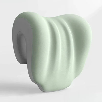 Ergonomic Office Nap Pillow – Portable Light Blue Neck Support Cushion with Adjustable Strap for Supine & Natural Sleep