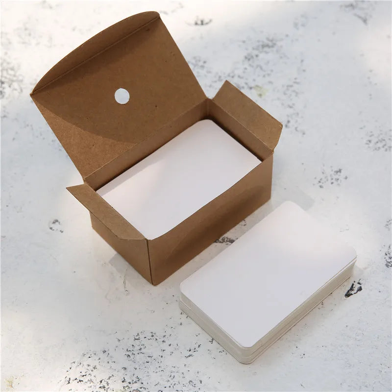 50pcs Kraft Paper Cards – Blank Business, Thank You, Message, Writing, Label, Bookmark & Learning Cards Box