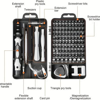 115-in-1 Precision Screwdriver Set: Magnetic Mini Screw Nuts Bits, Multifunction Household Repair Tools Kit