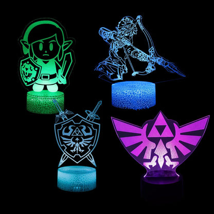 Zelda 3D Night Light Lamp – Link Breath of the Wild Anime Figure for Kids Gift