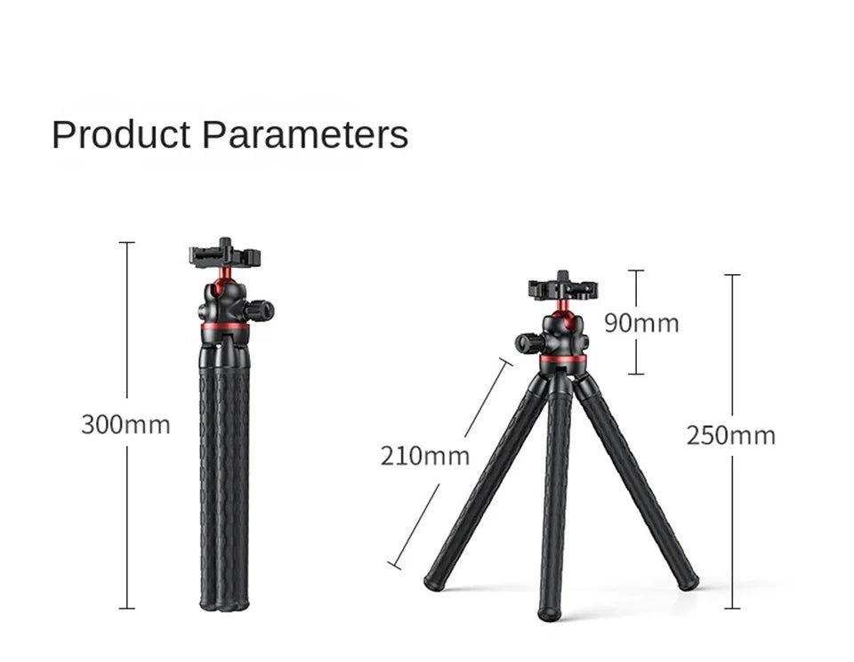 BSLIUFANG 2025 Flexible Octopus Tripod – 2-in-1 Phone & Camera Tripod with Side Cold Shoe & 1/4'' Screw for DSLR, Smartphone