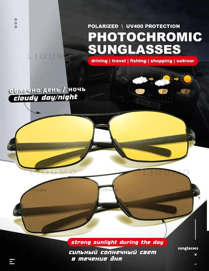 LIOUMO Polarized Photochromic Driving Sunglasses – Chameleon Night Vision Goggles for Men & Women