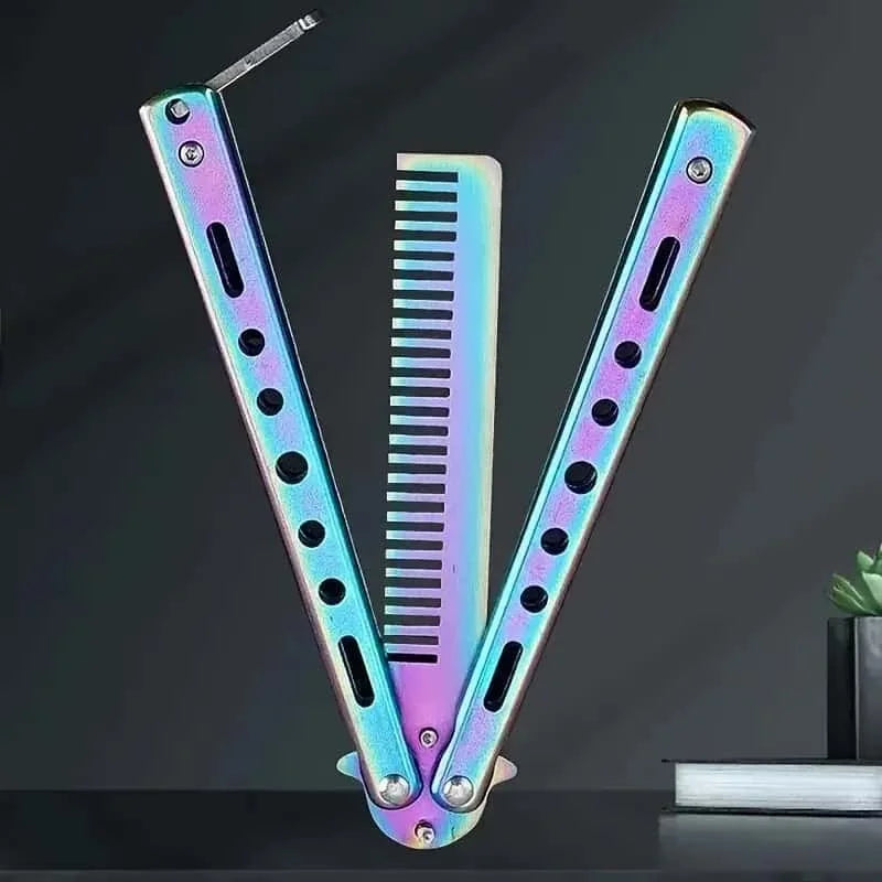 Butterfly Folding Comb for Men - Portable Metal Tip Comb, Convenient Carry Design