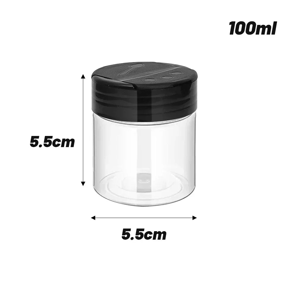 1/12x Plastic Spice Jars with Shaker Lids – Transparent Safety Bottles for Kitchen Storage