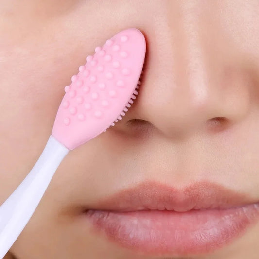 1/4PCS Silicone Face Cleaning Brush – Exfoliating Blackhead Removal Tool with Replacement Head for Skincare & Beauty Routine