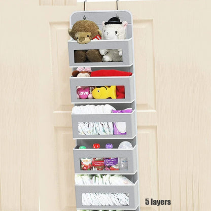 Over The Door Hanging Organizer - 1/3/4/5 Pocket Wall Mounted Storage Rack for Bathroom, Dorm & Clothes