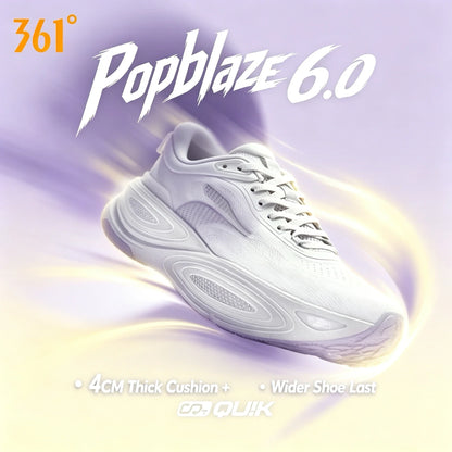 361 Degrees PopBlaze 6.0 Unisex Running Shoes - Lightweight Shock-Absorbing Wear-Resistant Sneakers