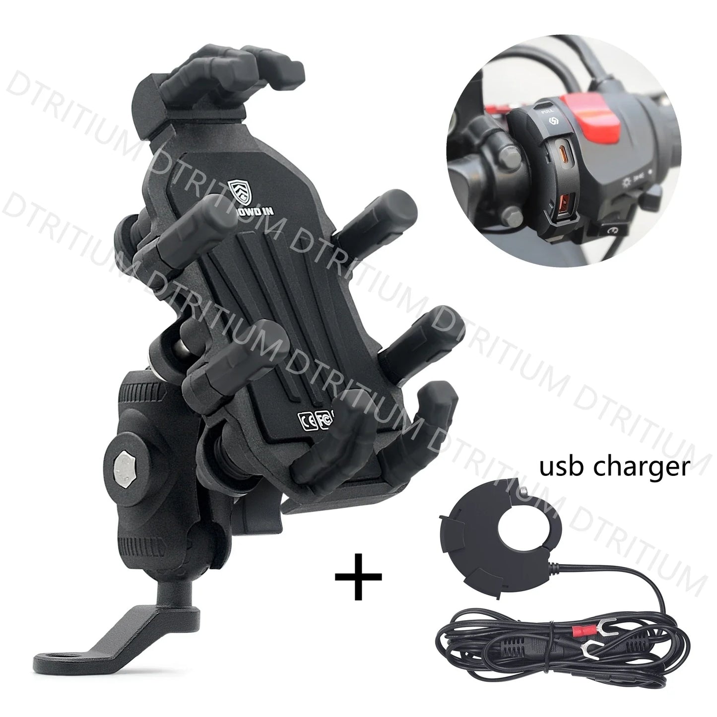 Aluminum Motorcycle Handlebar Phone Holder – Anti-Vibration Navigation & Mirror Mount Stand