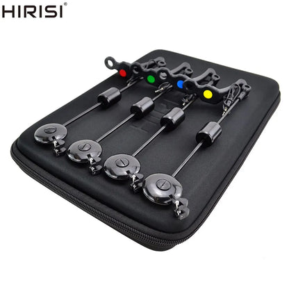 Hirisi LED Carp Fishing Swingers - 4 Color Drop Off Indicator Set in Zipped Case, Carp Fishing Equipment B2022