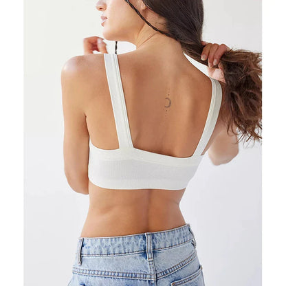 Women’s Knitted Cotton Tube Top – Ribbed Stretchy Sleeveless Crop Cami Slim Fit Summer Streetwear Sexy White Top