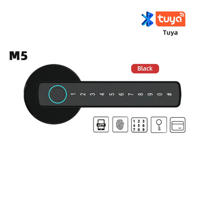 RAYKUBE Tuya BLE Fingerprint Digital Door Lock – Password, Key, IC Card & Smartlife App Unlock