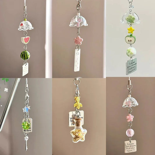 Transparent Wind Chime Keychain – Cute Kawaii Pendant for Mobile, Bag, and Home Decoration