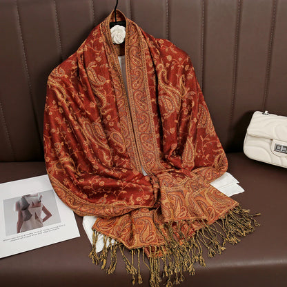 Luxury Autumn Cashmere Pashmina Shawl – Warm Winter Scarves for Women, Printed Cotton Foulard Stole Scarf 2023
