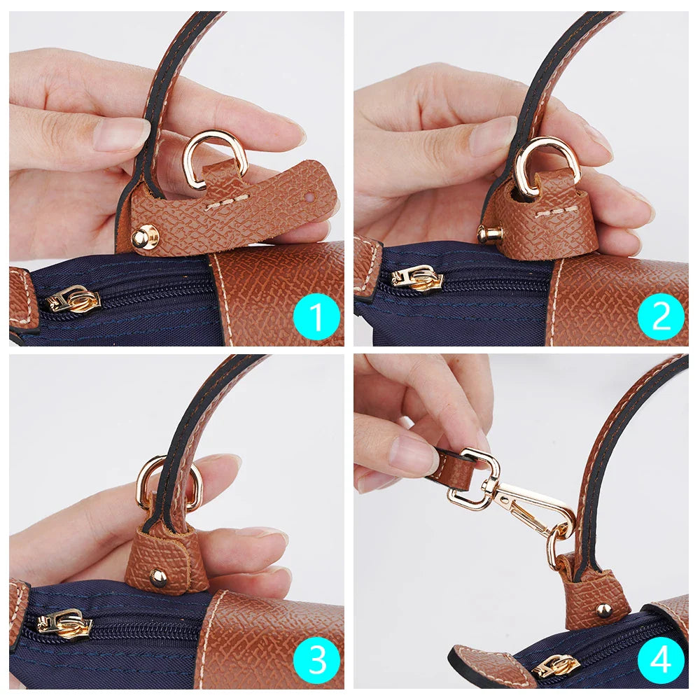1 Set Genuine Leather Bag Strap for Longchamp Mini - Punch-Free Shoulder Strap for Crossbody Transformation, Bag Accessories
