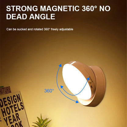 360° Rotated PIR Motion Sensor LED Night Light - Rechargeable Wall Lamps, Wireless Under Cabinet Closet Lamp