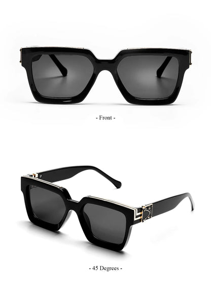 Ruiao Retro Black Millionaire Sunglasses – Luxury Square Designer Shades for Men & Women (2024)