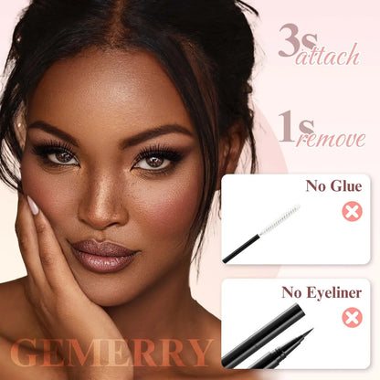 GEMERRY Magnetic Eyelashes Set with Applicator – Natural Look Reusable No Glue Soft Strip False Lashes Makeup Kit