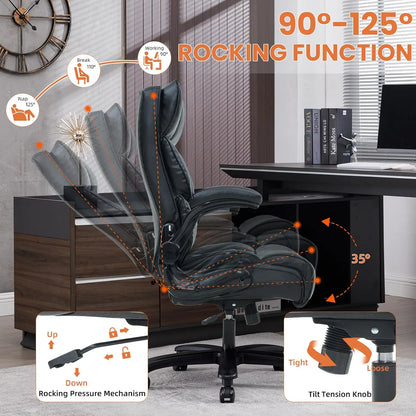 500LB Heavy Duty Office Chair - Ergonomic High Back PU Leather Executive Desk Chair for Big & Tall Users