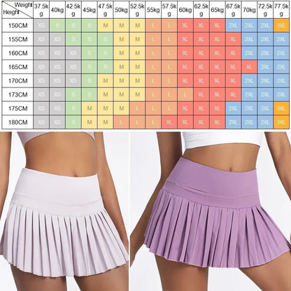Women’s Cloud Rise High Waist Tennis Skort – Pleated Pocket Sports Skirt for Golf, Running & Gym XS-XXL