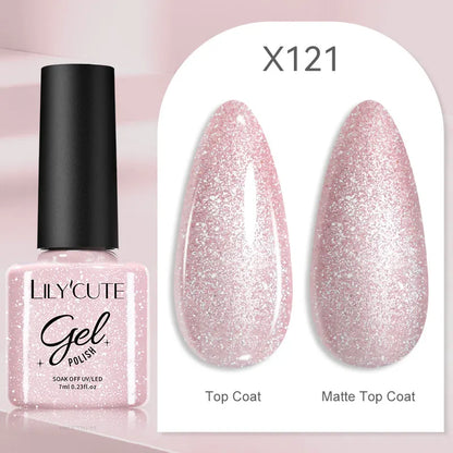 LILYCUTE Solid Color Gel Nail Polish 7ml - Semi-Permanent Soak Off UV LED Gel Varnish for Nail Manicure Art
