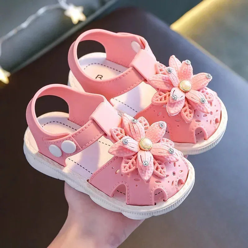 Children's Bow Sandals - Soft PVC Non-Slip Summer Beach Shoes for Baby Girls