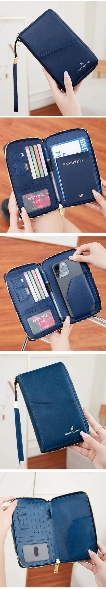 Fashionable RFID Passport Holder – PU Leather Front Pocket Wallet, Multifunctional Travel Accessories for Protection