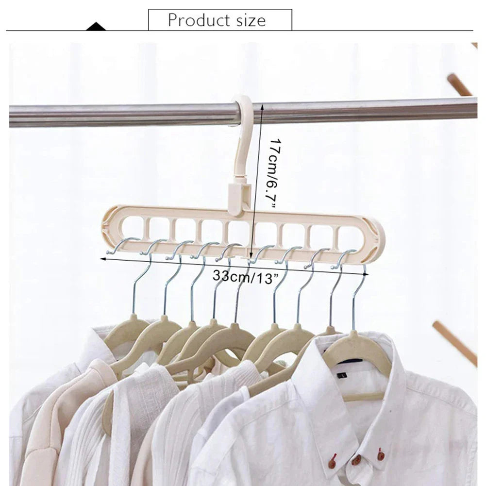 9-Hole Multi-Function Clothes Hanger Organizer – Space-Saving Folding Magic Rack for Scarves & Clothes