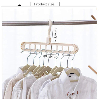 9-Hole Multi-Function Clothes Hanger Organizer – Space-Saving Folding Magic Rack for Scarves & Clothes
