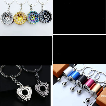 Creative Metal Car Keychain — Zinc Alloy Turbo, Gearbox & Brake Disc Pendant for Men’s Birthday or Dad Gift
