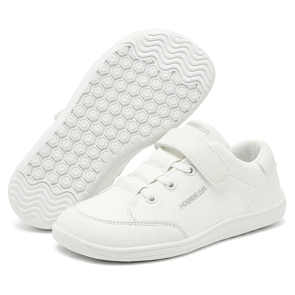 HOBIBEAR Kids Barefoot Shoes – Wide Toe Minimalist Sneakers for Boys & Girls, Lightweight Hook Loop, Mesh & Artificial Leather