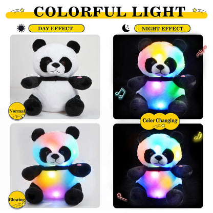 LED Panda Plush Toy - Glow-in-the-Dark Soft Stuffed Bear with Night Light for Kids